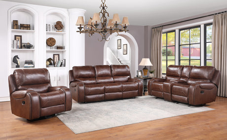 Keily Brown Reclining Sofa with Drop-Down Table from Steve Silver - Luna Furniture