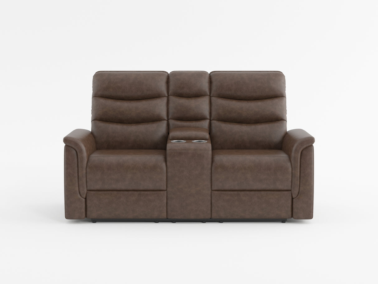 Metric Brown Double Glider Reclining Loveseat with Center Console from Homelegance - Luna Furniture