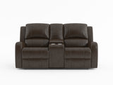 Austin Brown Genuine Leather Double Reclining Loveseat with Center Console from Homelegance - Luna Furniture