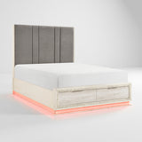 Noctis White/Light Gray Queen Platform Bed with Footboard Storage from Homelegance - Luna Furniture