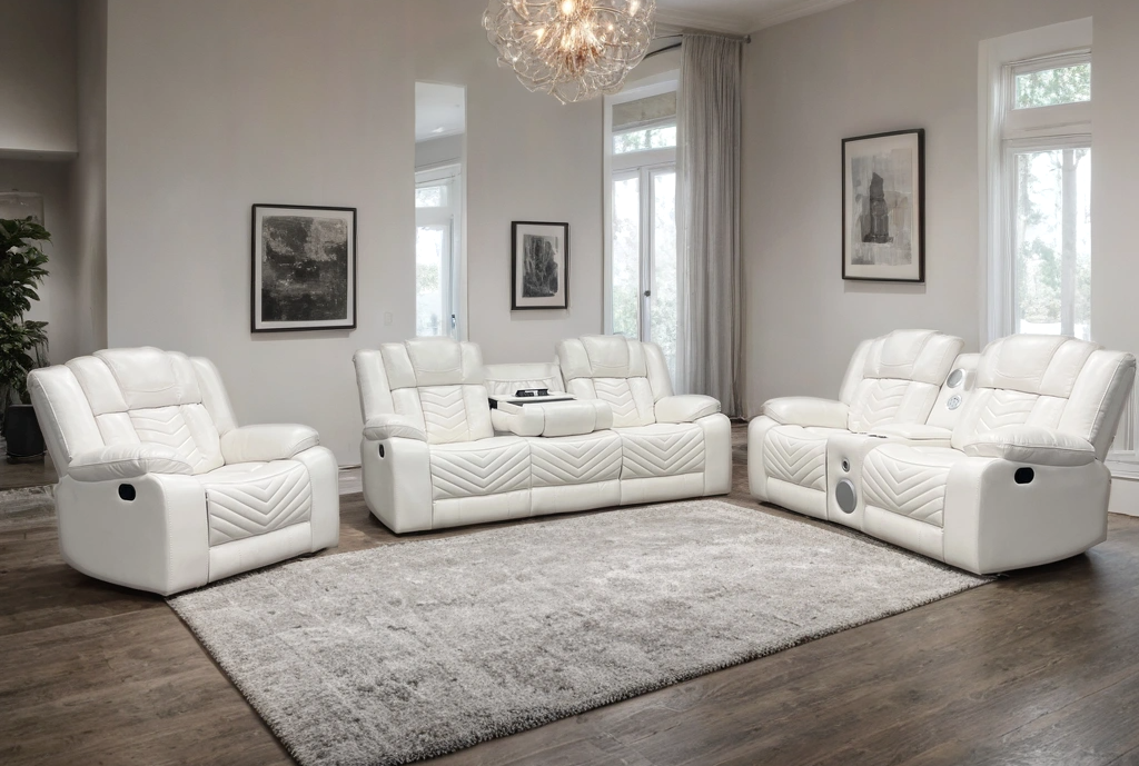Seefeld Ace White 3-Piece Power Reclining Set from Happy Homes - Luna Furniture