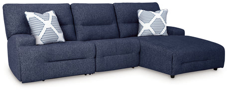 Acklen Place Navy 3-Piece RAF Chaise Power Reclining Sectional from Ashley - Luna Furniture