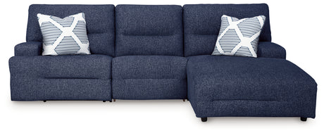 Acklen Place Navy 3-Piece RAF Chaise Power Reclining Sectional from Ashley - Luna Furniture