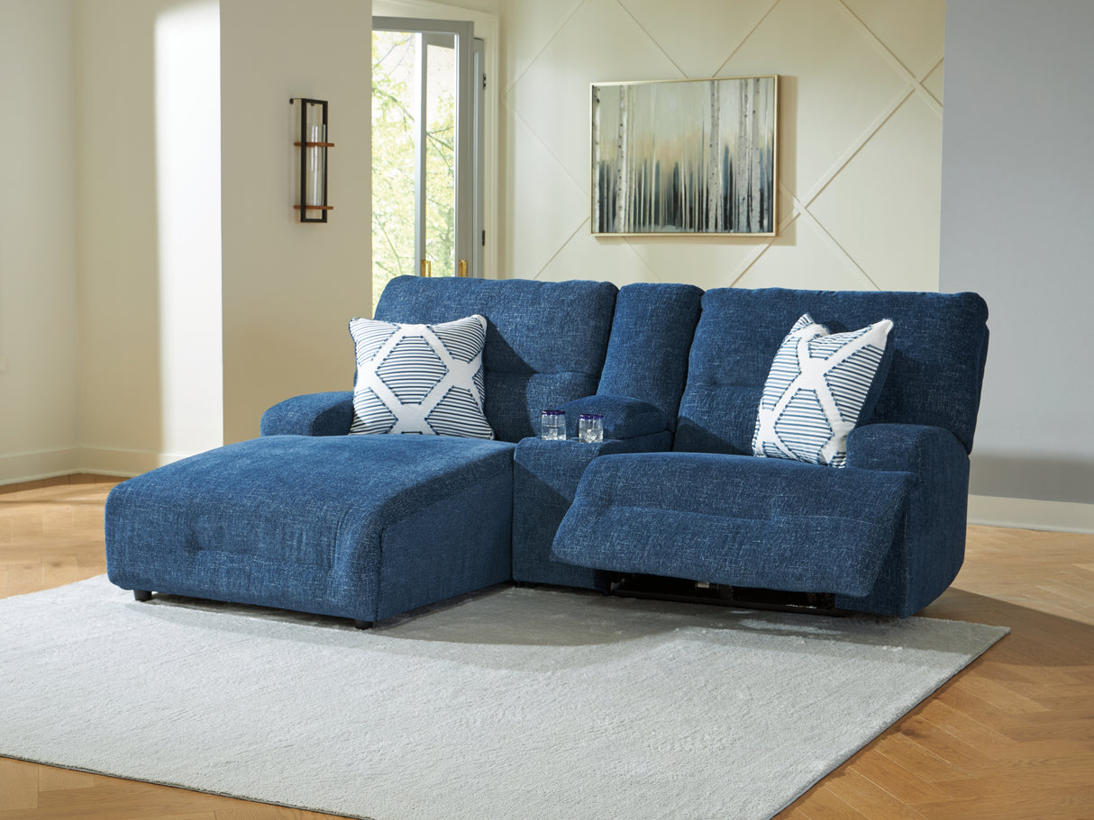 Acklen Place Navy 3-Piece LAF Chaise Power Reclining Sectional from Ashley - Luna Furniture