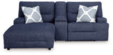 Acklen Place Navy 3-Piece LAF Chaise Power Reclining Sectional from Ashley - Luna Furniture