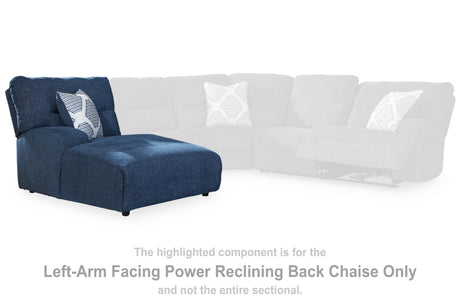 Acklen Place Navy Left-Arm Facing Power Press Back Chaise from Ashley - Luna Furniture