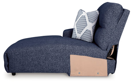 Acklen Place Navy Left-Arm Facing Power Press Back Chaise from Ashley - Luna Furniture