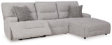 Acklen Place Pewter 3-Piece RAF Chaise Power Reclining Sectional from Ashley - Luna Furniture
