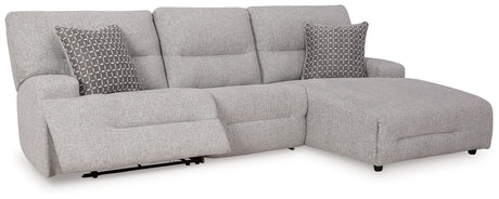 Acklen Place Pewter 3-Piece RAF Chaise Power Reclining Sectional from Ashley - Luna Furniture