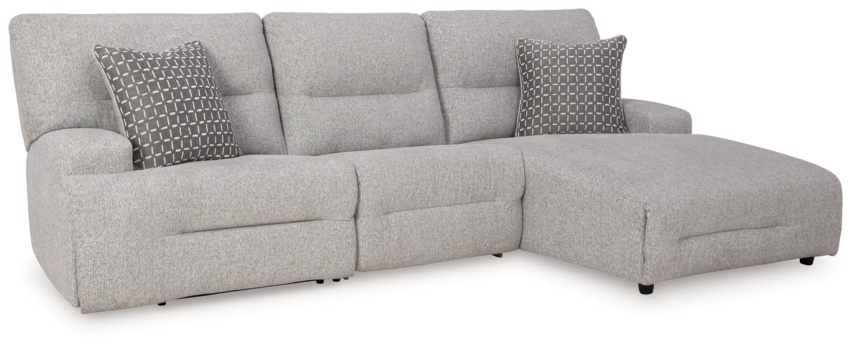 Acklen Place Pewter 3-Piece RAF Chaise Power Reclining Sectional from Ashley - Luna Furniture