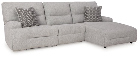 Acklen Place Pewter 3-Piece RAF Chaise Power Reclining Sectional from Ashley - Luna Furniture