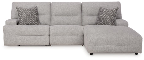 Acklen Place Pewter 3-Piece RAF Chaise Power Reclining Sectional from Ashley - Luna Furniture
