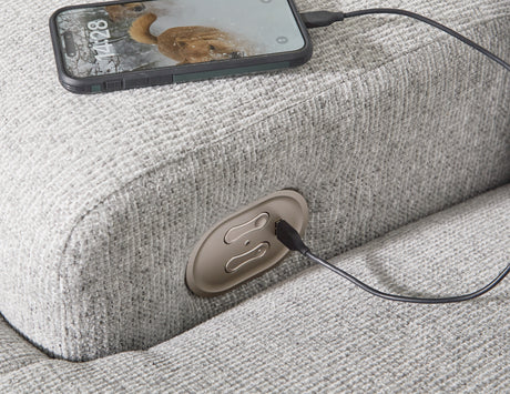 Acklen Place Pewter 3-Piece RAF Chaise Power Reclining Sectional from Ashley - Luna Furniture