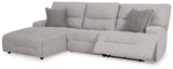 Acklen Place Pewter 3-Piece LAF Chaise Power Reclining Sectional from Ashley - Luna Furniture