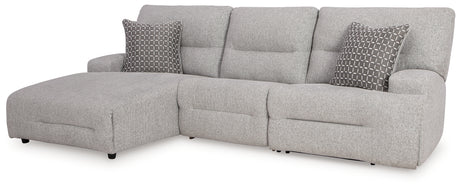 Acklen Place Pewter 3-Piece LAF Chaise Power Reclining Sectional from Ashley - Luna Furniture
