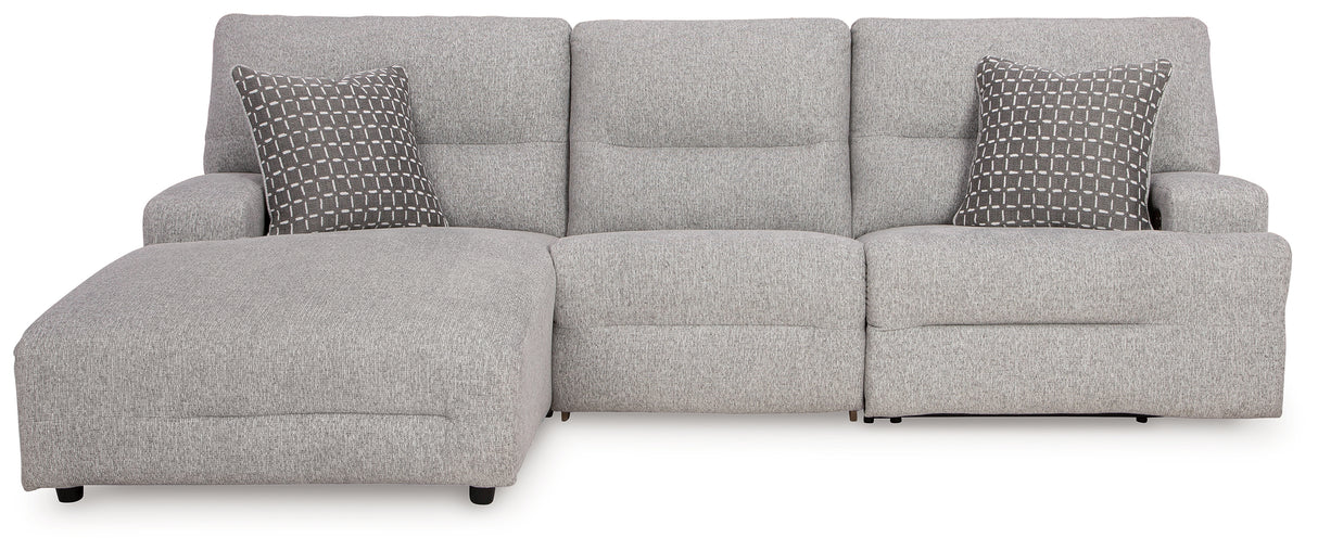 Acklen Place Pewter 3-Piece LAF Chaise Power Reclining Sectional from Ashley - Luna Furniture