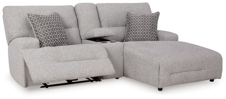 Acklen Place Pewter 3-Piece RAF Chaise Power Reclining Sectional from Ashley - Luna Furniture