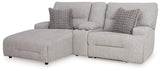 Acklen Place Pewter 3-Piece LAF Chaise Power Reclining Sectional from Ashley - Luna Furniture