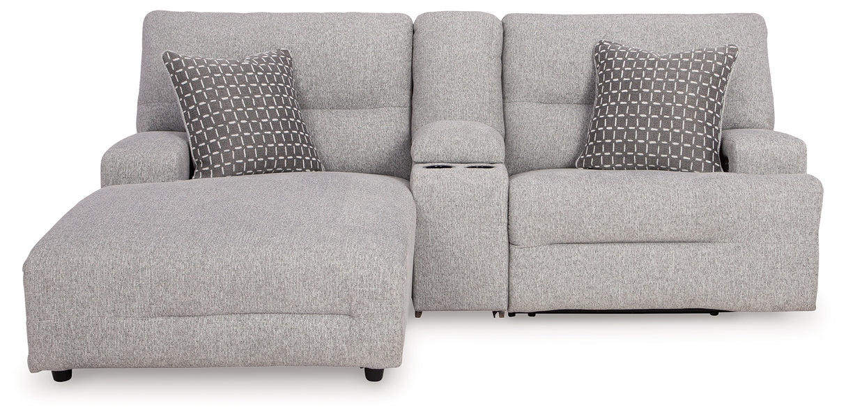 Acklen Place Pewter 3-Piece LAF Chaise Power Reclining Sectional from Ashley - Luna Furniture