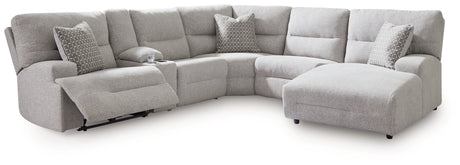 Acklen Place Pewter 6-Piece RAF Chaise Power Reclining Sectional from Ashley - Luna Furniture