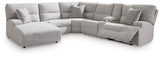 Acklen Place Pewter 6-Piece LAF Chaise Power Reclining Sectional from Ashley - Luna Furniture