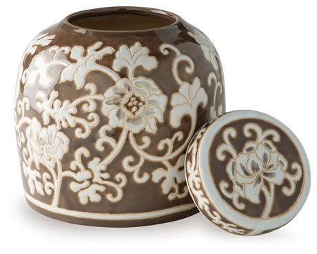 Adalham Brown/Cream Jar from Ashley - Luna Furniture