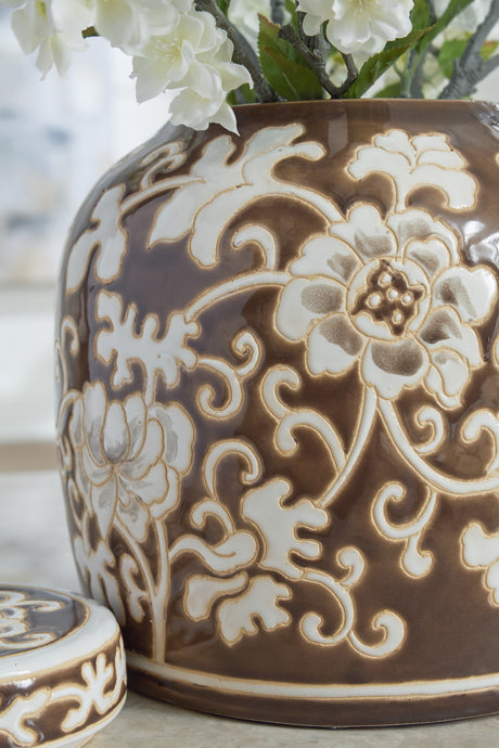 Adalham Brown/Cream Jar from Ashley - Luna Furniture