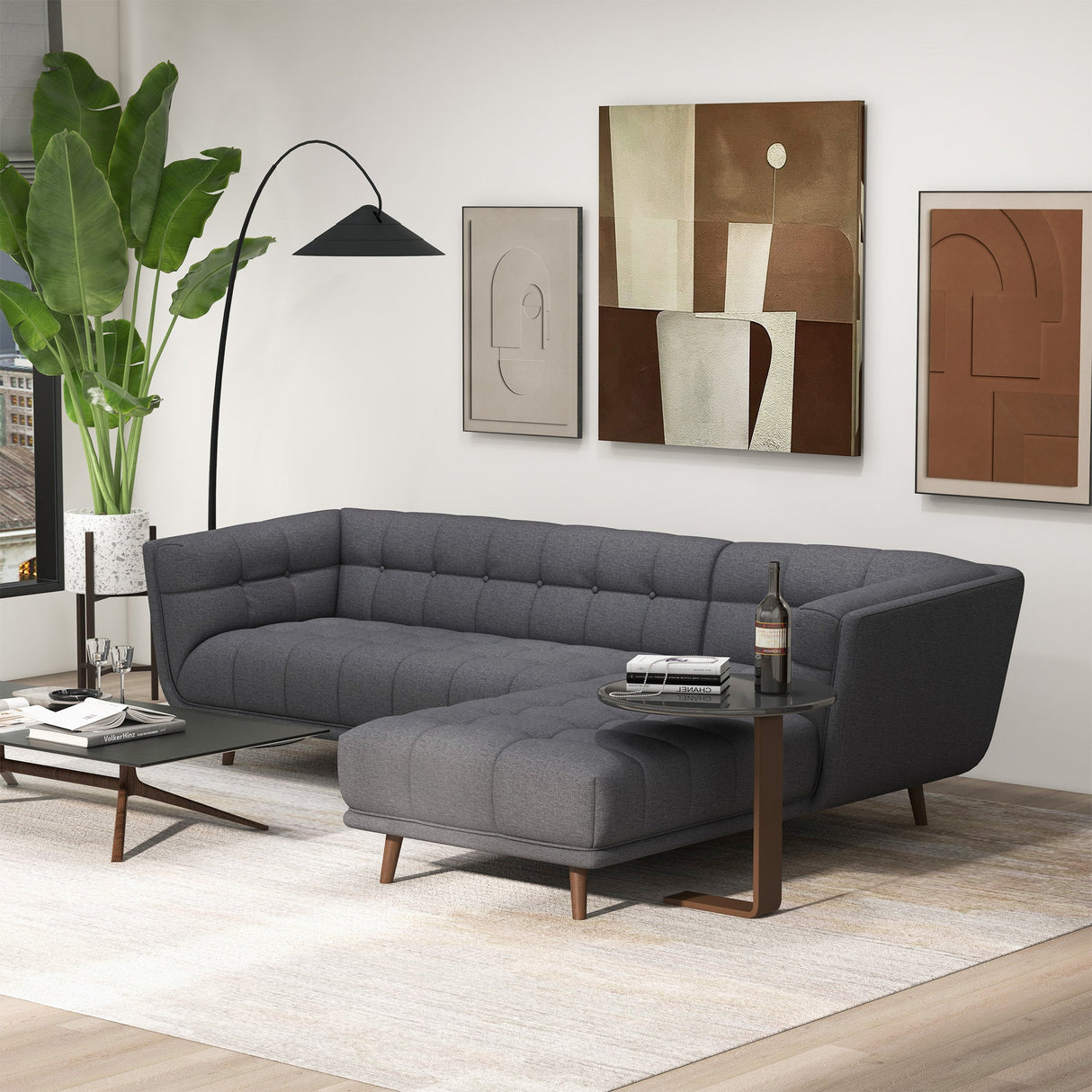 Kano Ash Gray Fabric RAF Chaise Sectional from Midinmod - Luna Furniture