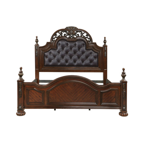 Adelina Cherry 5-Piece Bedroom Set (Queen Bed, Nightstand, Dresser, Mirror, Chest) from Homelegance - Luna Furniture