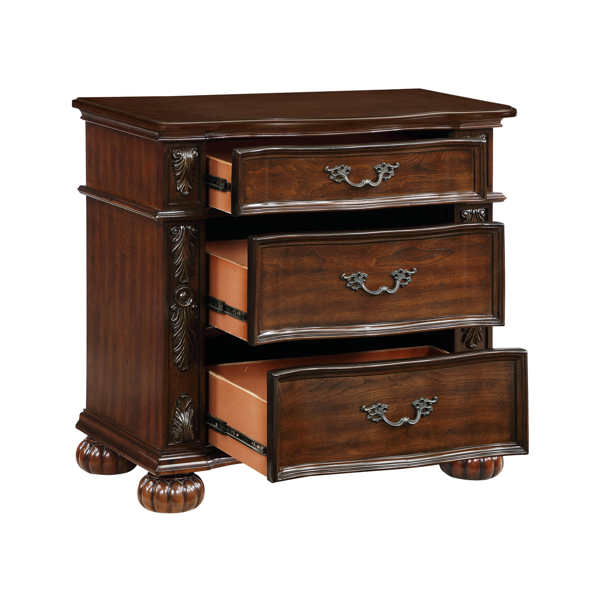 Adelina Cherry 5-Piece Bedroom Set (Queen Bed, Nightstand, Dresser, Mirror, Chest) from Homelegance - Luna Furniture