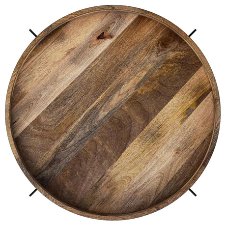 Adhvik Natural Round Wood Top Coffee Table with Marble Shelf from Coaster - Luna Furniture