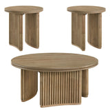 Adina Distressed Light Brown 3-piece Round Coffee Table Set from Coaster - Luna Furniture