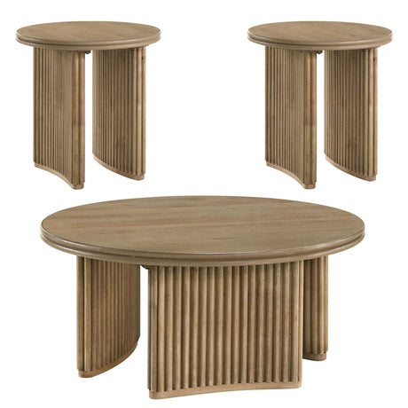 Adina Distressed Light Brown 3-piece Round Coffee Table Set from Coaster - Luna Furniture