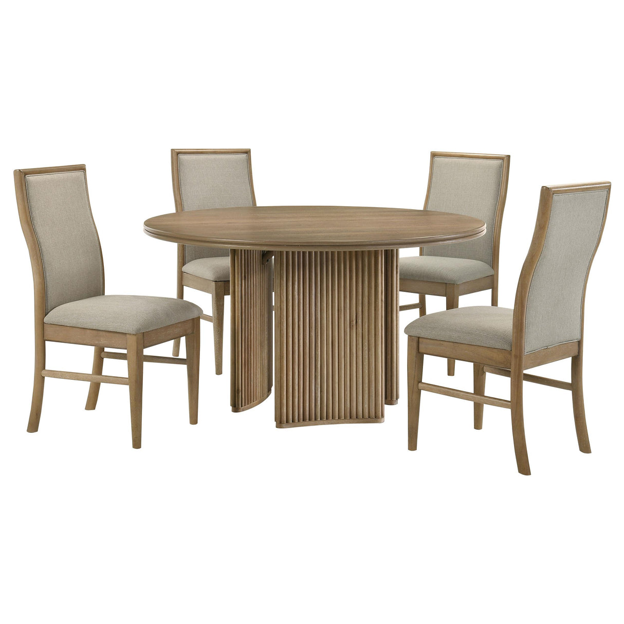 Adina Distressed Light Brown 5-Piece Round Dining Room Set from Coaster - Luna Furniture