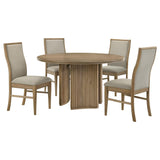 Adina Distressed Light Brown 5-Piece Round Dining Room Set from Coaster - Luna Furniture