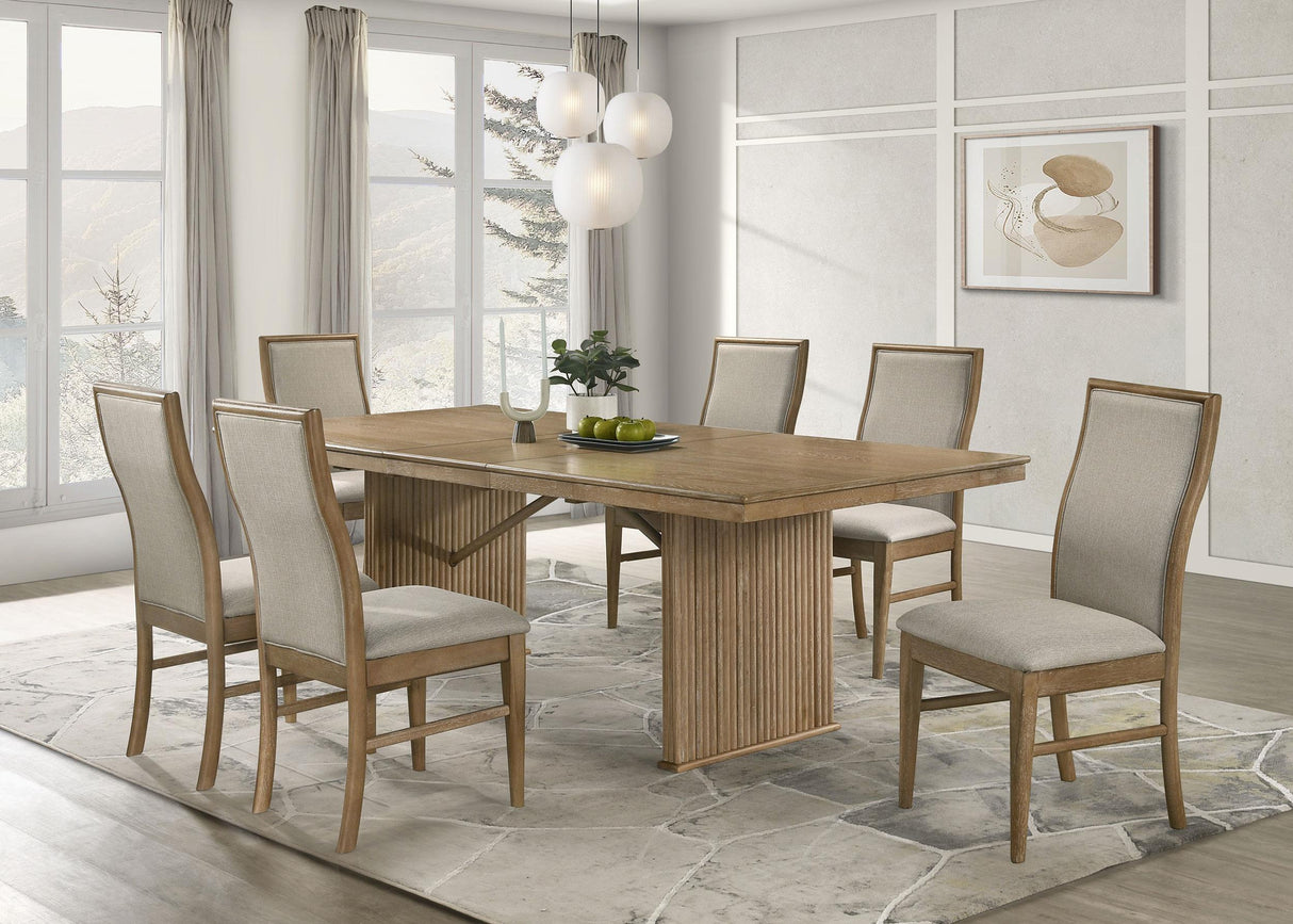 Adina Distressed Light Brown 7-Piece Extension Leaf Dining Set from Coaster - Luna Furniture