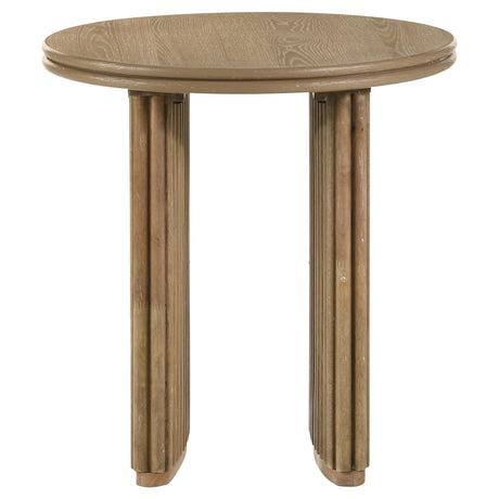 Adina Distressed Light Brown Round Wood Side End Table from Coaster - Luna Furniture