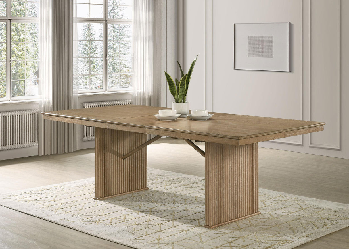 Adina Distressed Light Brown Wood Extendable Dining Table from Coaster - Luna Furniture