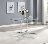 Adino Chrome 47-inch Round Glass Top Acrylic Dining Table from Coaster - Luna Furniture