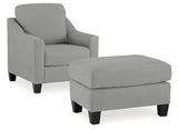 Adlai Chair and Ottoman in Shadow from Ashley - Luna Furniture