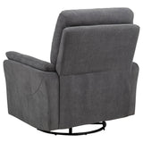 Adler Charcoal Gray Upholstered Power Swivel Glider Recliner from Coaster - Luna Furniture