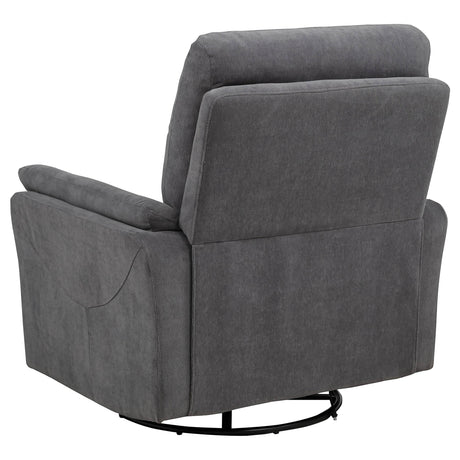 Adler Charcoal Gray Upholstered Power Swivel Glider Recliner from Coaster - Luna Furniture