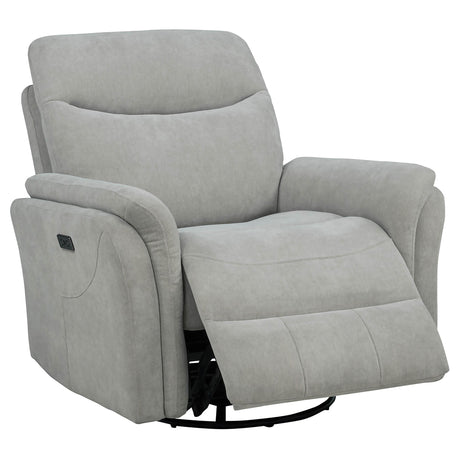 Adler Ivory Upholstered Power Swivel Glider Recliner from Coaster - Luna Furniture