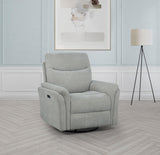 Adler Ivory Upholstered Power Swivel Glider Recliner from Coaster - Luna Furniture