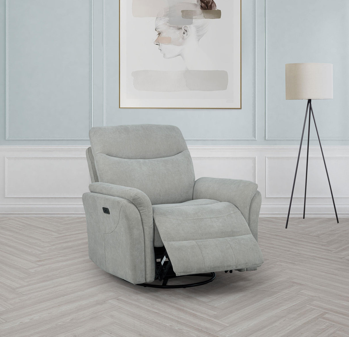 Adler Ivory Upholstered Power Swivel Glider Recliner from Coaster - Luna Furniture