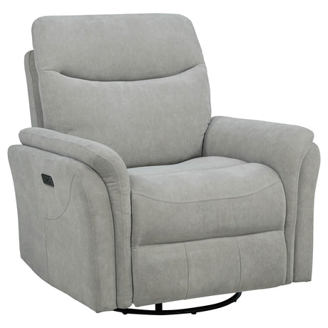 Adler Ivory Upholstered Power Swivel Glider Recliner from Coaster - Luna Furniture