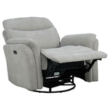 Adler Ivory Upholstered Power Swivel Glider Recliner from Coaster - Luna Furniture