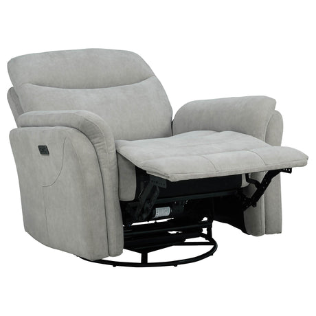 Adler Ivory Upholstered Power Swivel Glider Recliner from Coaster - Luna Furniture