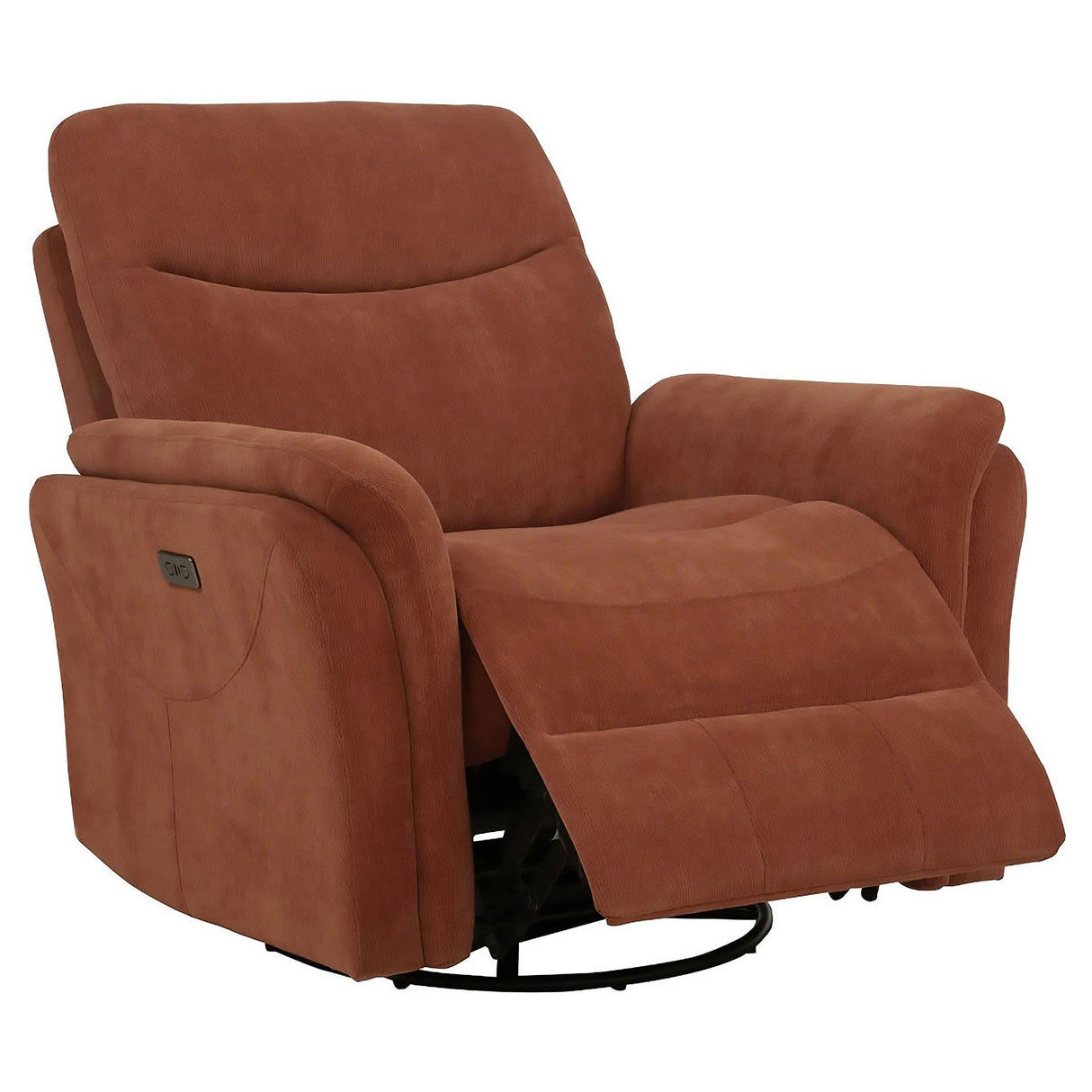 Adler Rust Upholstered Power Swivel Glider Recliner from Coaster - Luna Furniture