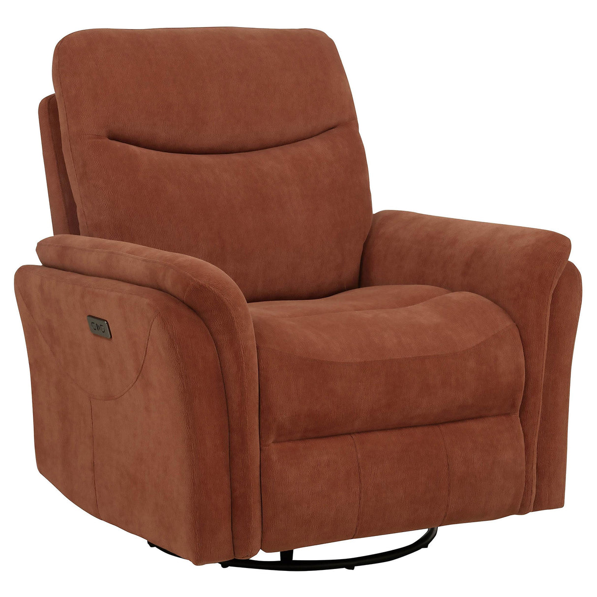 Adler Rust Upholstered Power Swivel Glider Recliner from Coaster - Luna Furniture